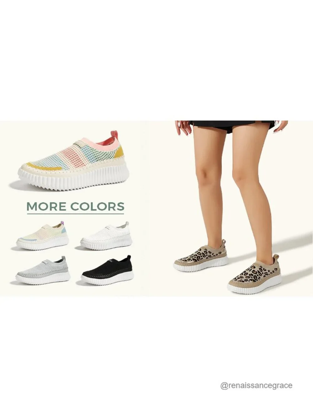 Women's Platform Sneakers Slip-On Knit Chunky Walking Shoes Lightweight